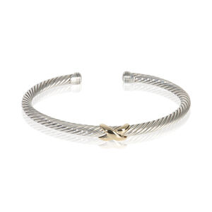 David Yurman Yellow Gold & Sterling Silver  Cable X Station Bracelet